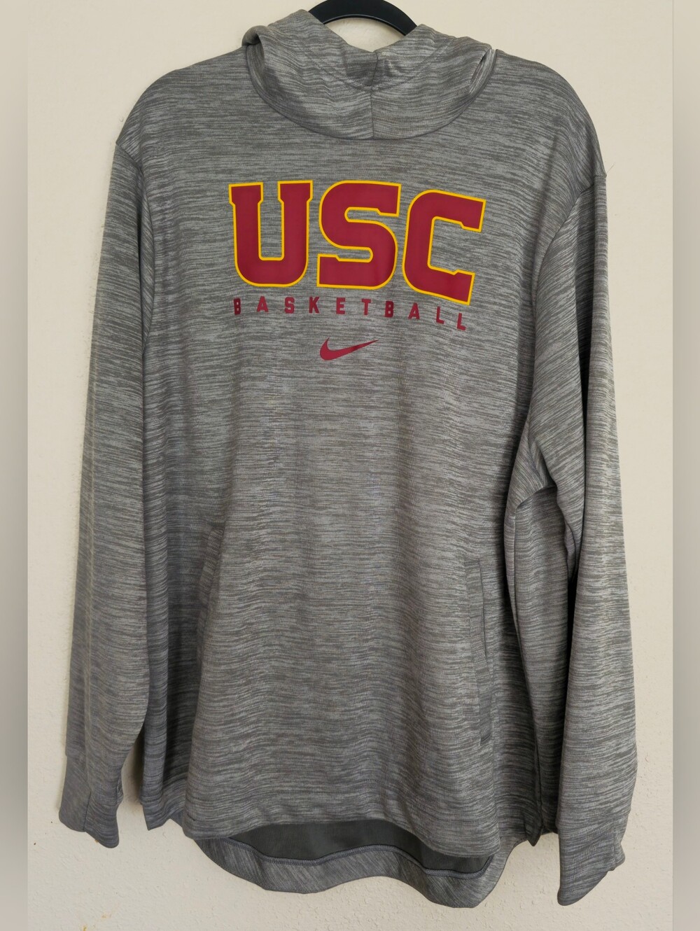 Nike Dri-FIT USC Trojans Basketball Gray Hooded Sweatshirt Hoodie Men's 2XL NCAA